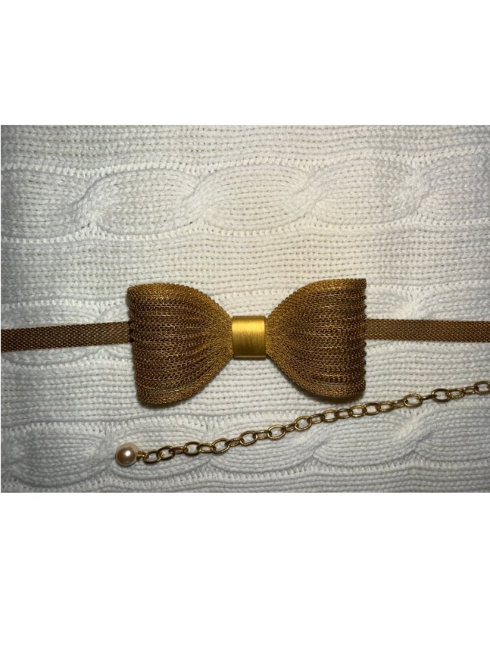 NWT Gold Brass Mesh Bow Belt Sz S